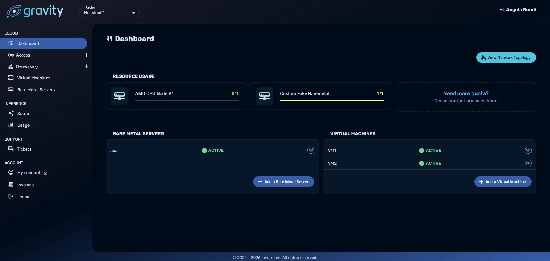 Gravity panel — Dashboard
