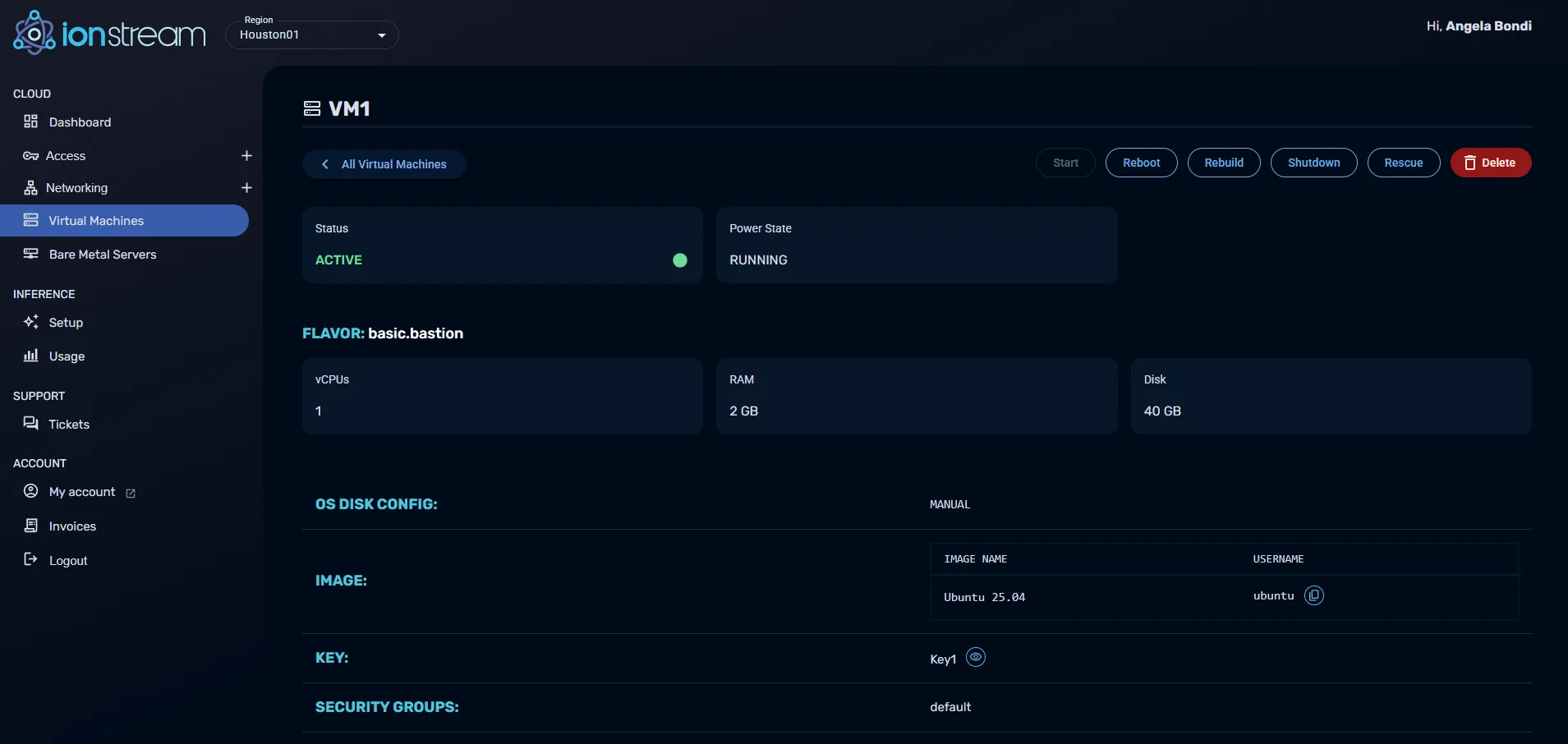Gravity panel — Virtual Machine